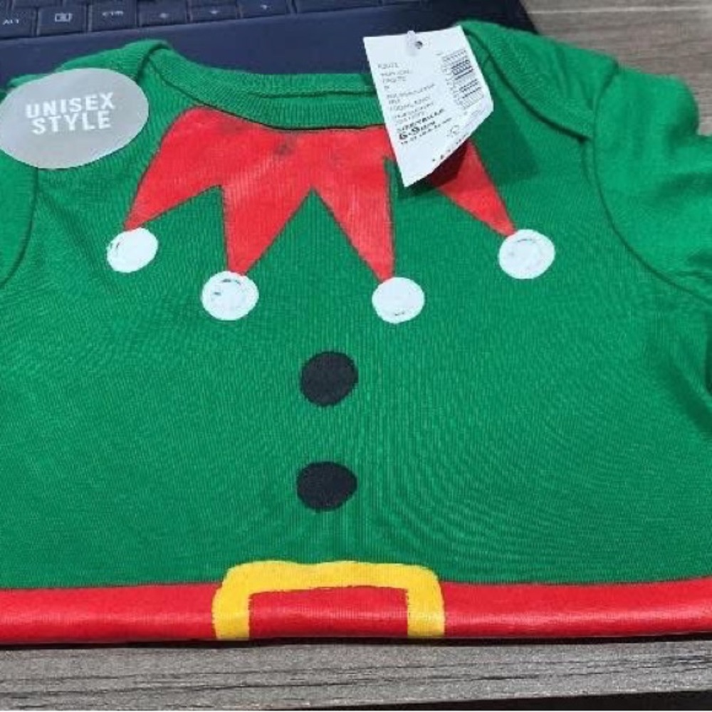 The Children's Place Green and Red Elf Bodysuit